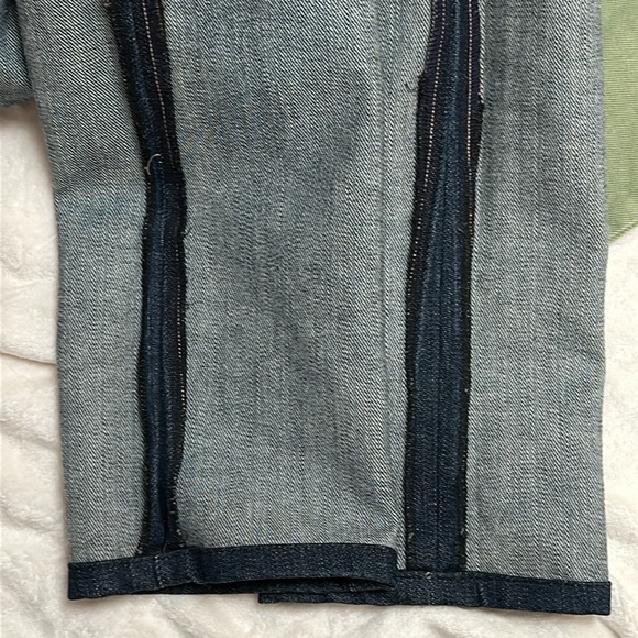 Paige Lou Lou blue denim jeans, button and zipper fly fading &whiskering Altered - Picture 9 of 10